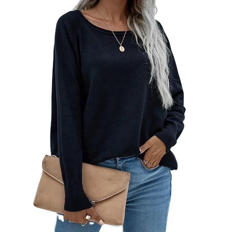 

2021 Wholesale Fashion Fall Autumn Winter Knitted Printed Custom Oversized Sweater Blouse Women Sweaters
