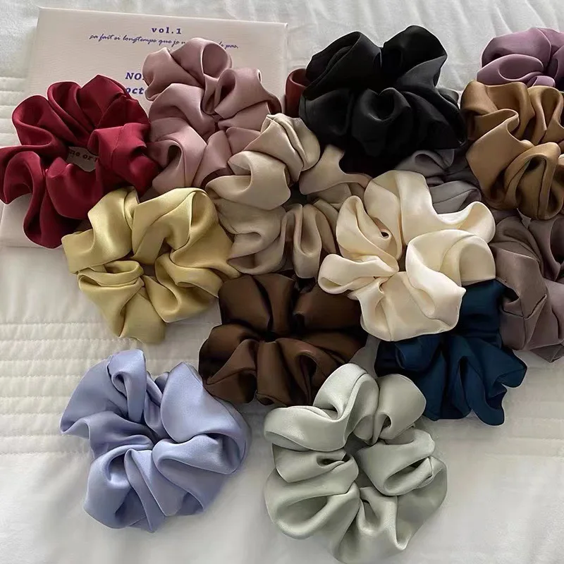 

Fashion Women Accessory Elastic Hair Ties Black Large Satin Hair Bands Hair Scrunchies For Girls