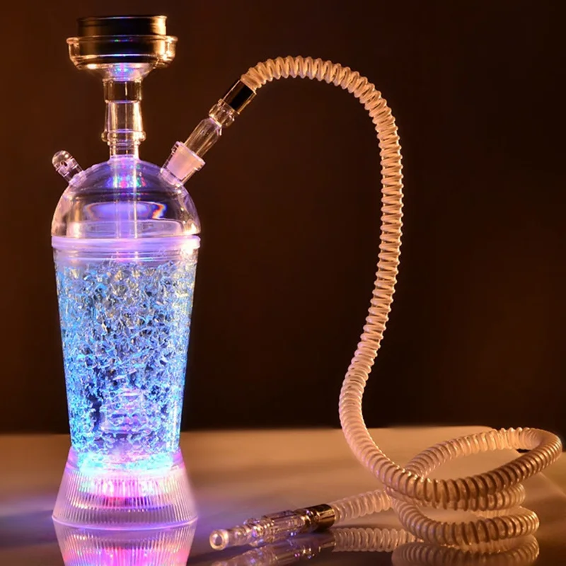 

50%OFF Travel Small Size Smoking Accessories Bottle Plastic Acrylic Shisha Cups Portable Hookah With Led Light, Mix color
