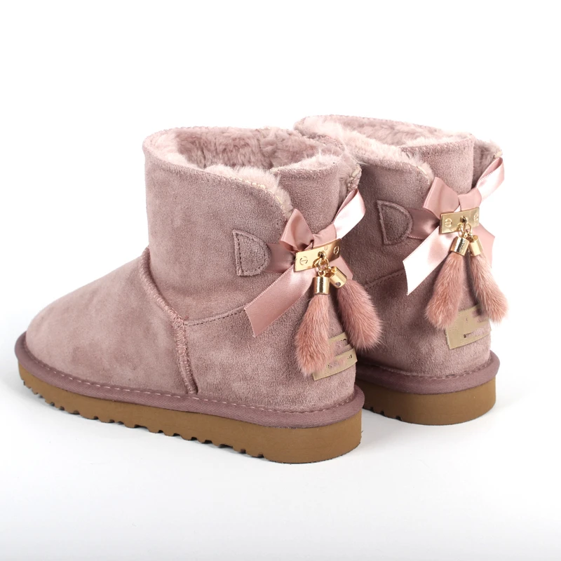 

Hot Style Bow Girl Winter Snow Boots Outdoor Warm Boots Casual Wool Boots For Women