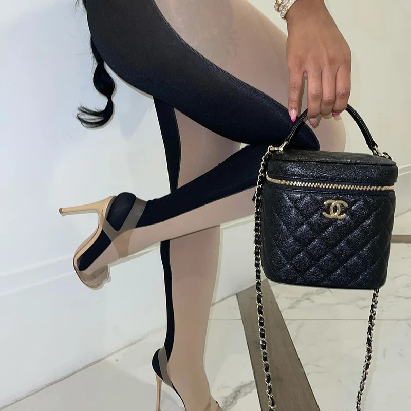 

New Summer 2021 new sexy contrast slim mesh pants leggings for women