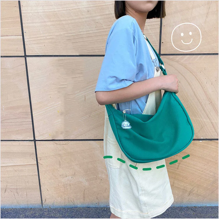

Vintage Bags for Girls Japanese Fashion Ladies Handbag Solid Color Nylon Crossbody Bags Student