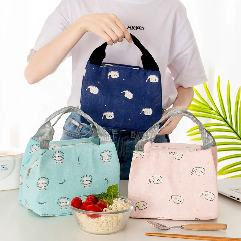 

Waterproof fresh style fabric foldable lunch box bag kids for teenage girls