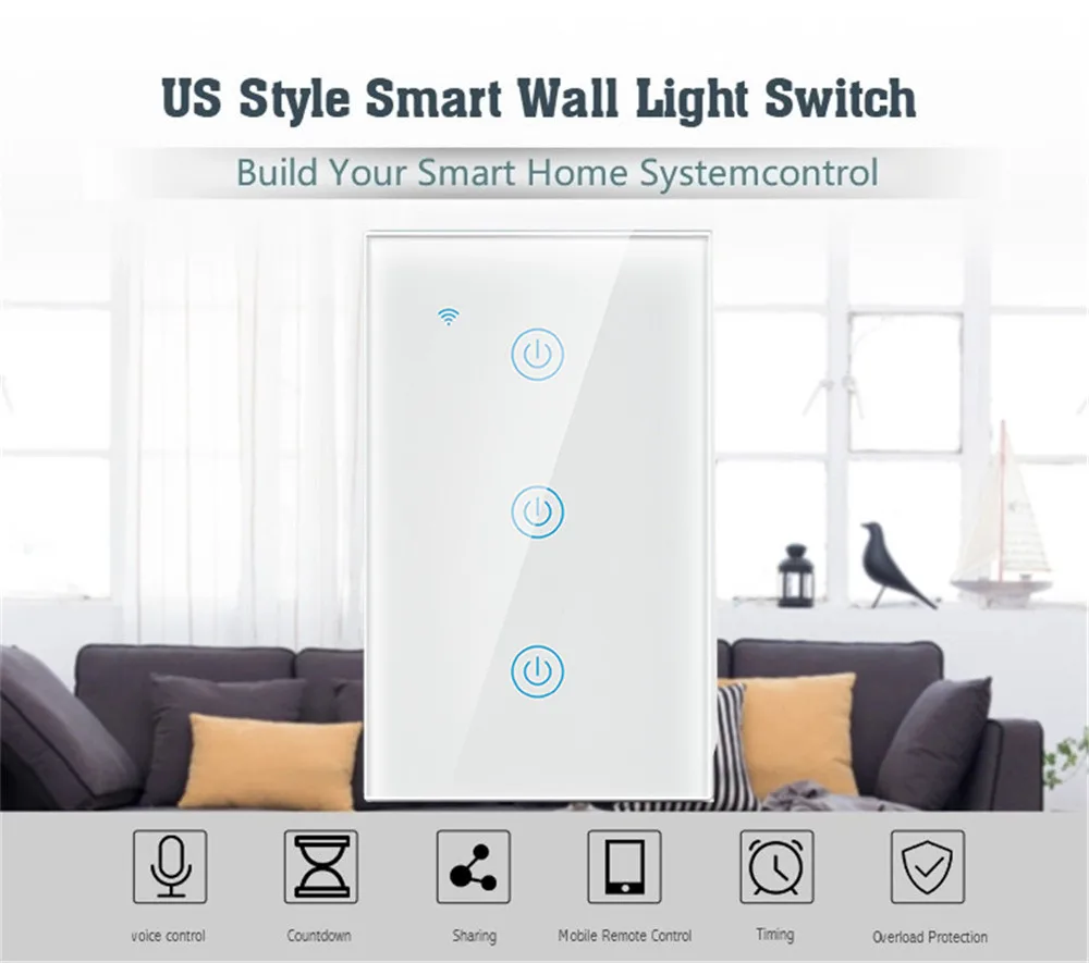 Tuya Us Au V A Wifi Wall Switch Smart Light Switch Intelligent Glass Panel Touch Sensor