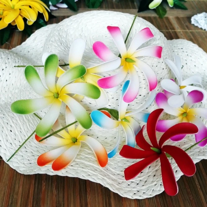 

Factory Supplier F114 8Color  Hair Pick Artificial Hawaii Foam Flower Clips Pick