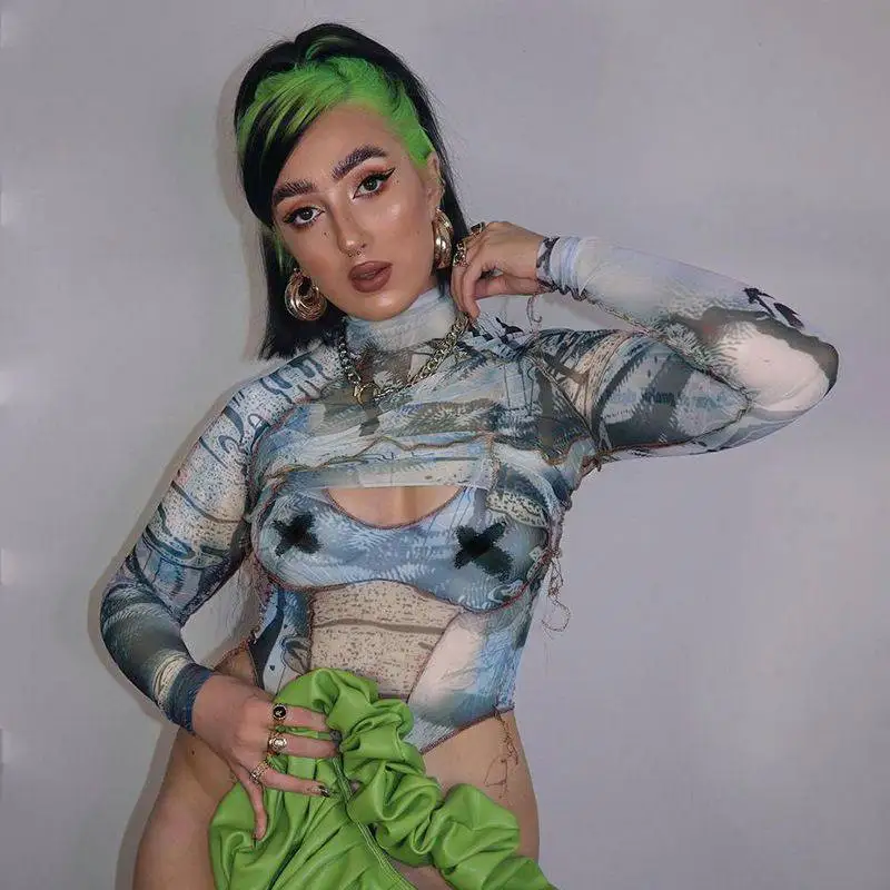 

2021 new arrival summer sexy long sleeve Hollow Out bodycon jumpsuit women ladies sexy bodysuit