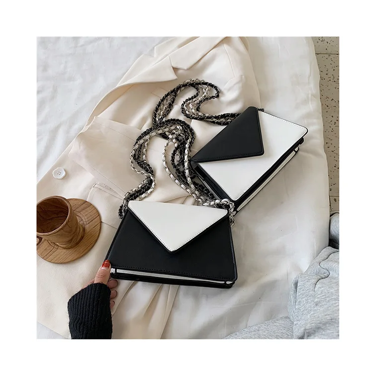 

Panelled Women Designed Ins Cover Trendy Flap Chains Handle Bag Lady Contrast Color Shoulder Messenger Purse Mujer Crossbody Sac