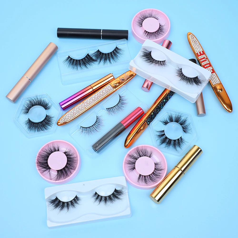 

AG174 Hot on Amazon 25mm led case thick 3d mink eyelashes, Black color