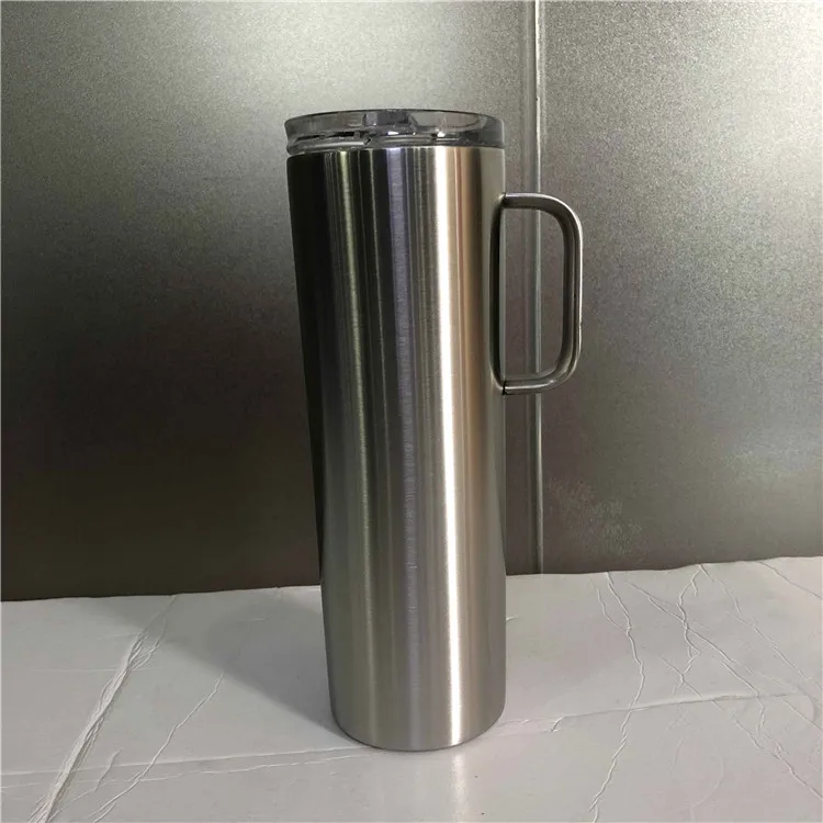 

Double-Insulated Water Cup with Straws Reusable Tumbler Cup Stainless Steel Slim Tumbler 20 oz with Handle, Customed color