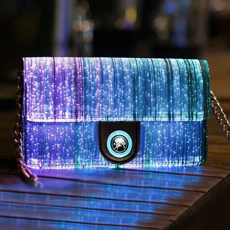 

2021 Rechargeable Glowing women led light bag purse lady handbag