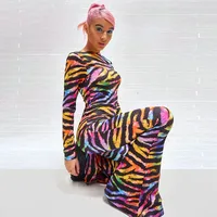 

One Piece Women Jumpsuits And Rompers Jumpsuit Zebra Pattern Casual Long Pants