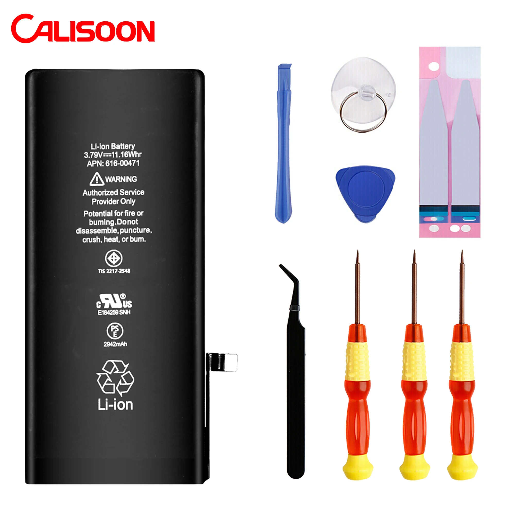 

Calisoon Original 1:1 Mobile Phone Battery For IPhone 6 6s 7 8 plus x xr xs 11 12 pro max 5 5c 5s se Rechargeable Polymer, Black
