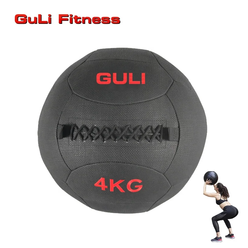 

Guli Fitness Strength Training Medicine Ball Luxury Soft Wall Ball Gym Exercise Slam Balls Core Workout Cardio Muscle Exercises, Black/red/blue or customized