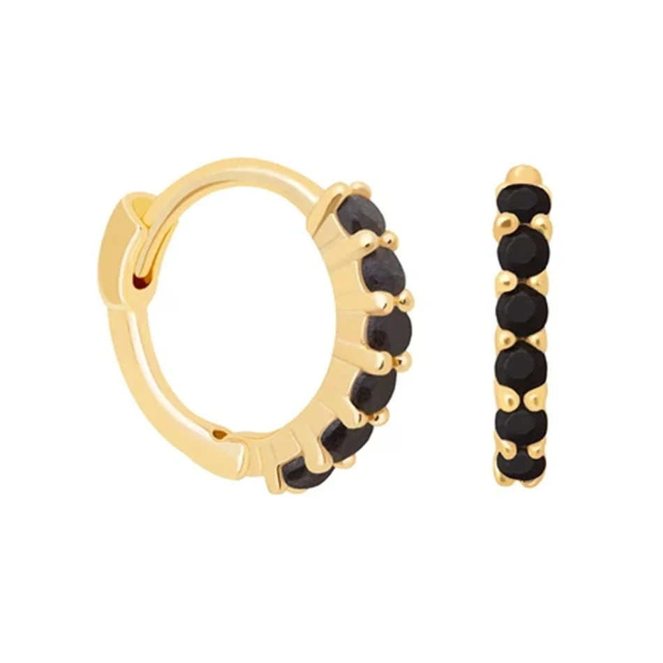 

Fashion design Jewelry Brass Black Cubic zircon Gold Plated Huggies Earrings