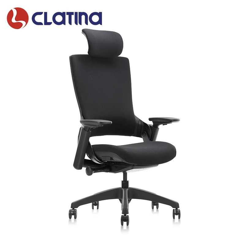 

CLATINA Mellet 3D Adjustable Armrest Swivel Fabric Ergonomic Office Chair with Headrest, Black/grey