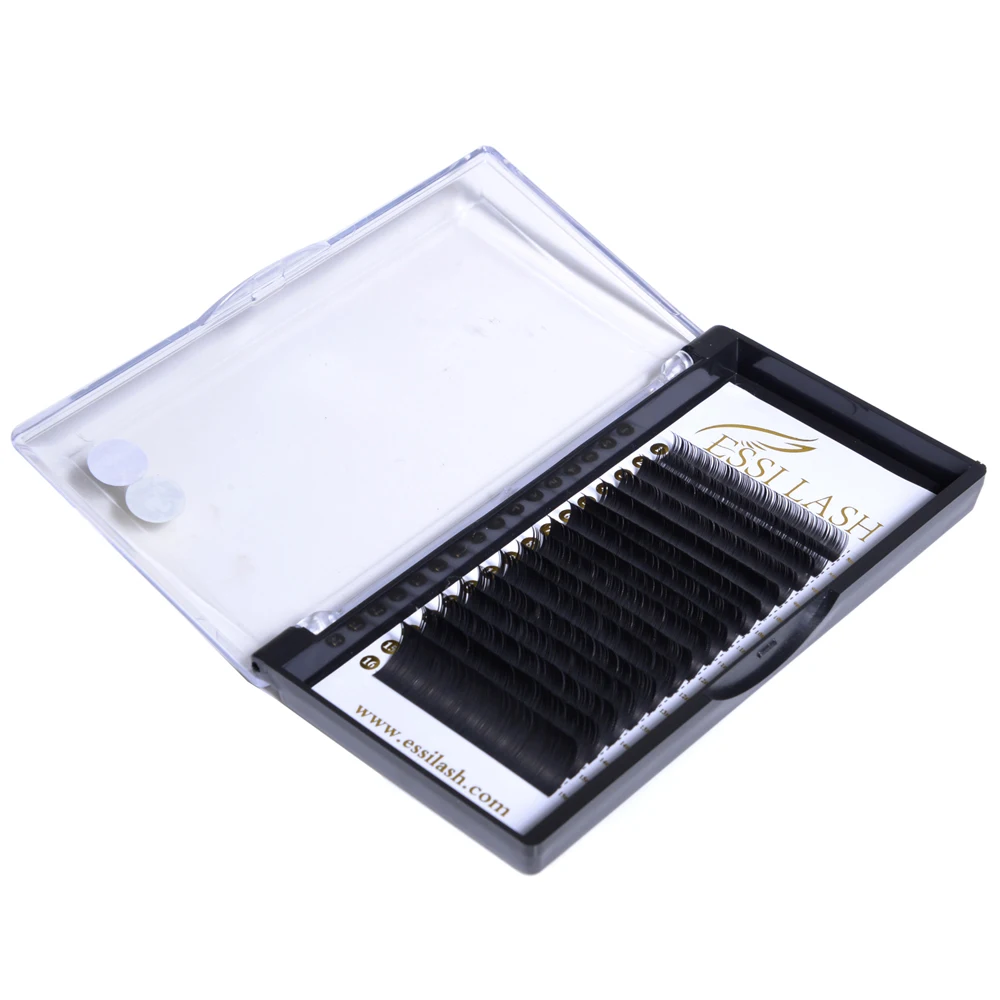 

Hot-Selling Individual Extensions Vendor Mink 5D Cashmere Korean PBT Silk 0.03 Volume Black Soft Custom lashes Extension Trays, Dark matte black