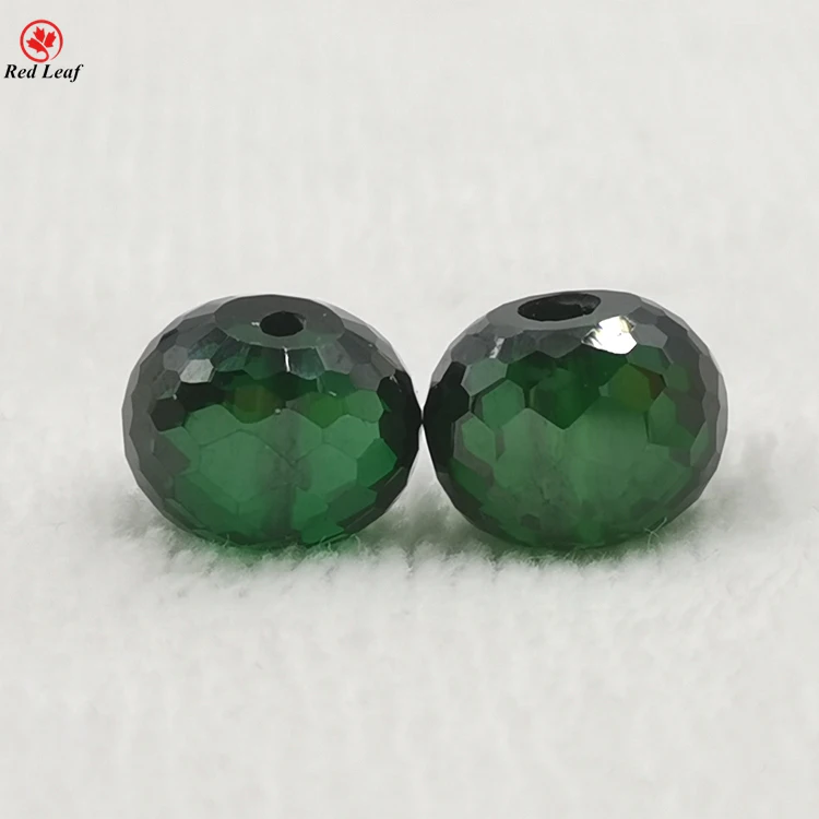 

Redleaf Jewelry wholesale hot sale loose gemstone hexagonal faceted spherical emerald green cubic zirconia gemstone beads