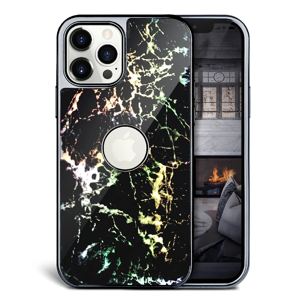 

PULOKA New Original Electroplated Leather Marble Phone Case Cover for iPhone 11 12 Pro Max X XR XS Max Leather Marble Phone Case