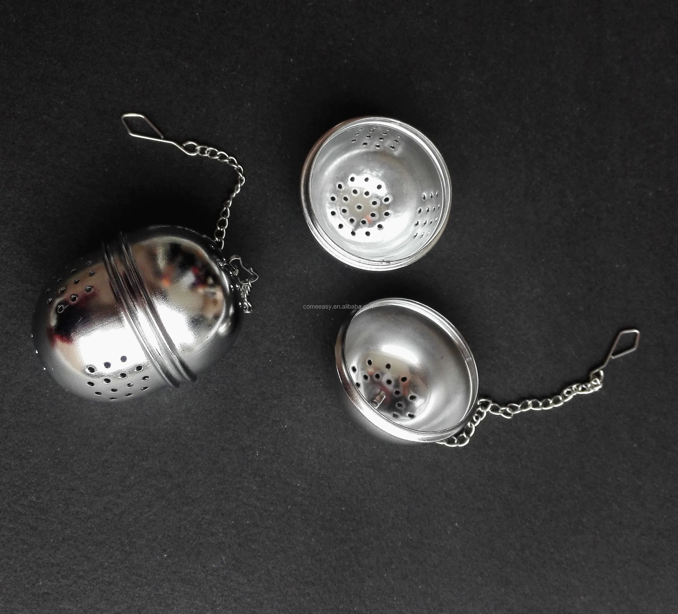 

Egg Shape Metal Tea Infuser 304 Stainless Steel Egg Tea Strainer with Long Chain In Silver Color