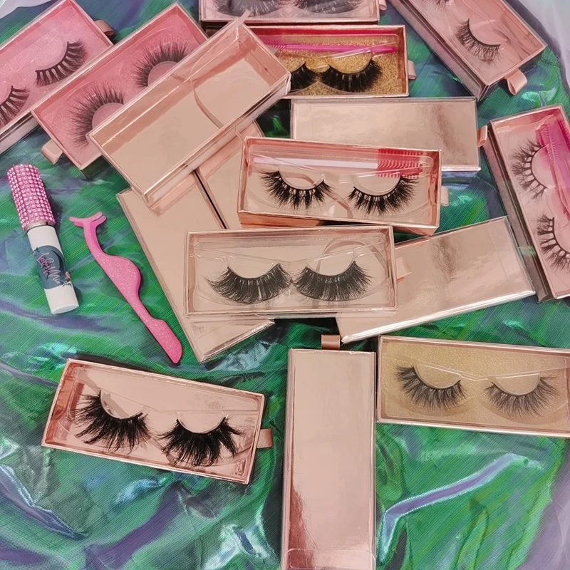 

5d 27mm mink eyelashes rose gold lash boxes lashese with case and glue lashes3d wholesale vendor 25mm real mink