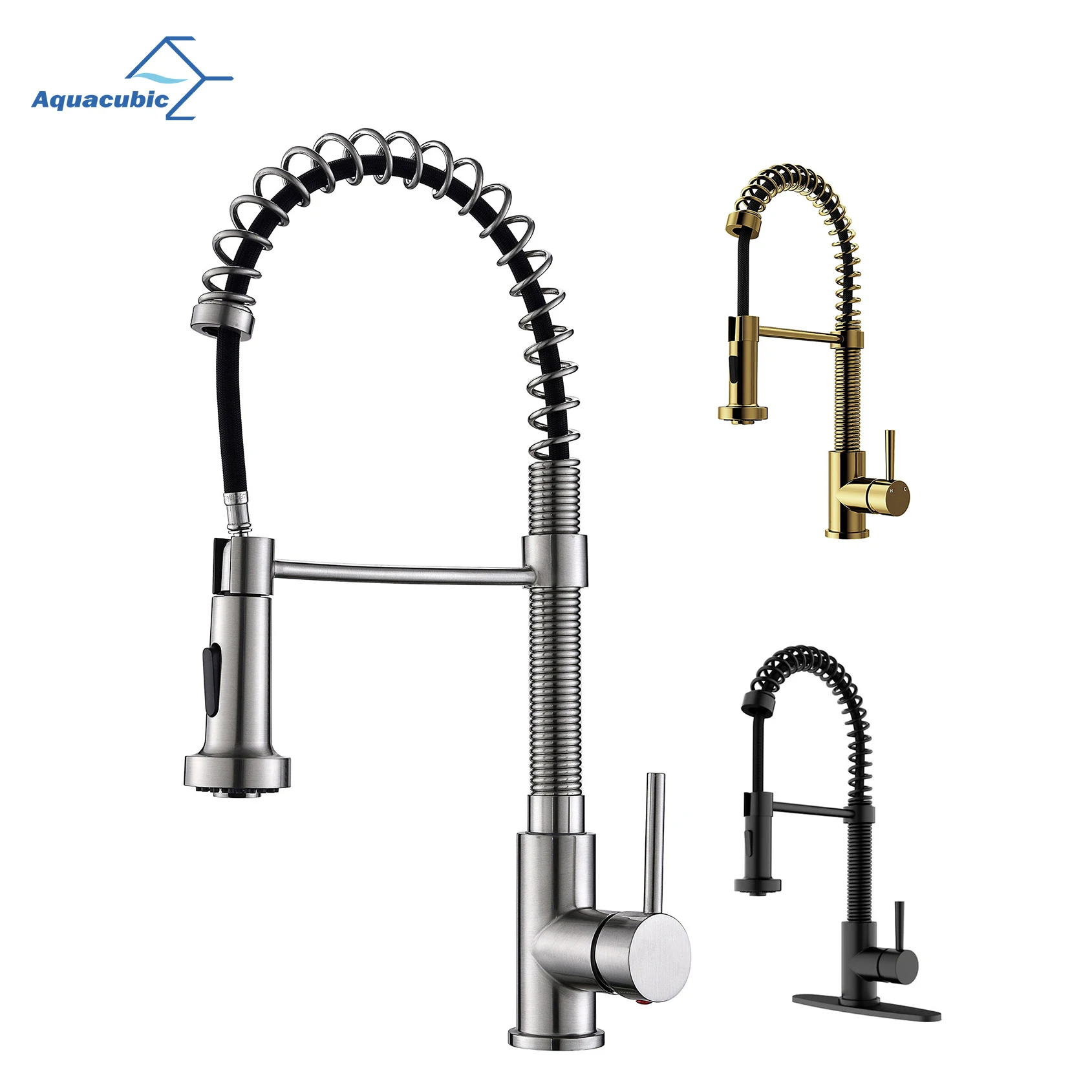 

Aquacubic Flexible brushed nickel pulls out down kitchen faucet Sink faucet fast delivery faucet