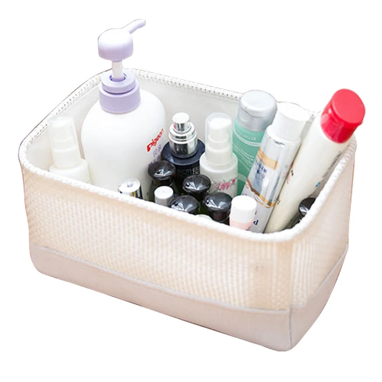 

Handmade s/3 Teslin bathroom Storage Baskets Set Shelf Baskets, White,customized color