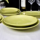 電子レンジ安全フルーツプレート食器磁器グリーン卸売サラダプレートエコフレンドリーな磁器レストランプレート
