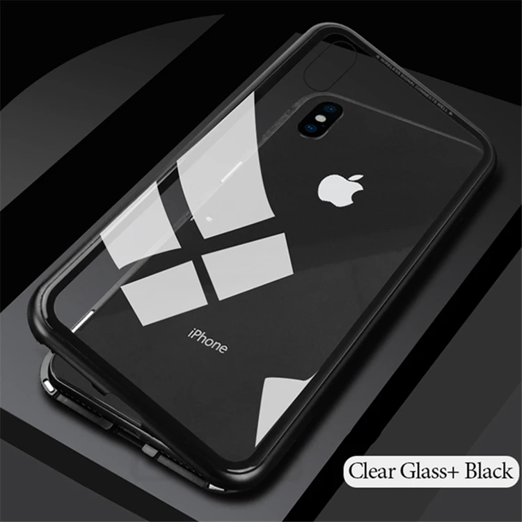 OTAO Metal Magnetic Adsorption Mobile Cover For iPhone 11 Pro XS MAX XR X 8 7 Plus Fundas Para Tempered Glass Magnet Ponsel Case