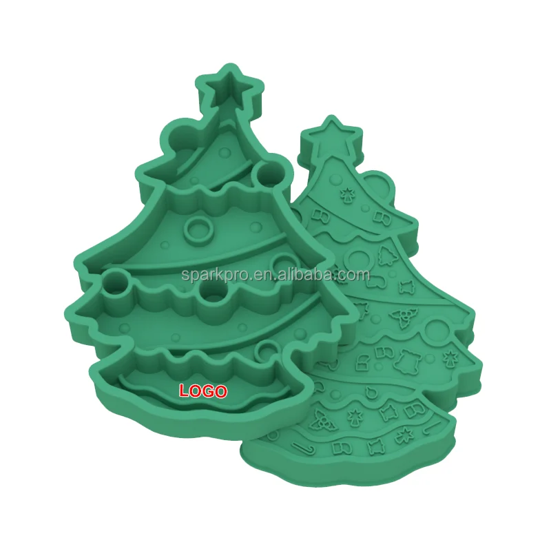 Custom Christmas Style Slow Food Bowl for Pets Stylish Silicone Tree Design 2 in 1 Feeders for Pet Feeding