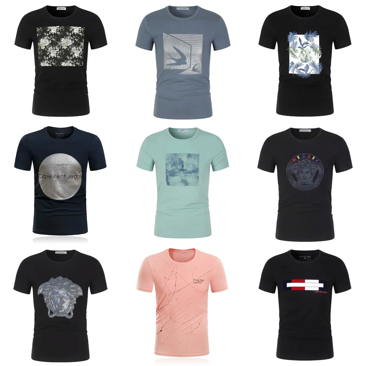 

Summer 100% cotton men's printed T-shirt men's casual T-shirt