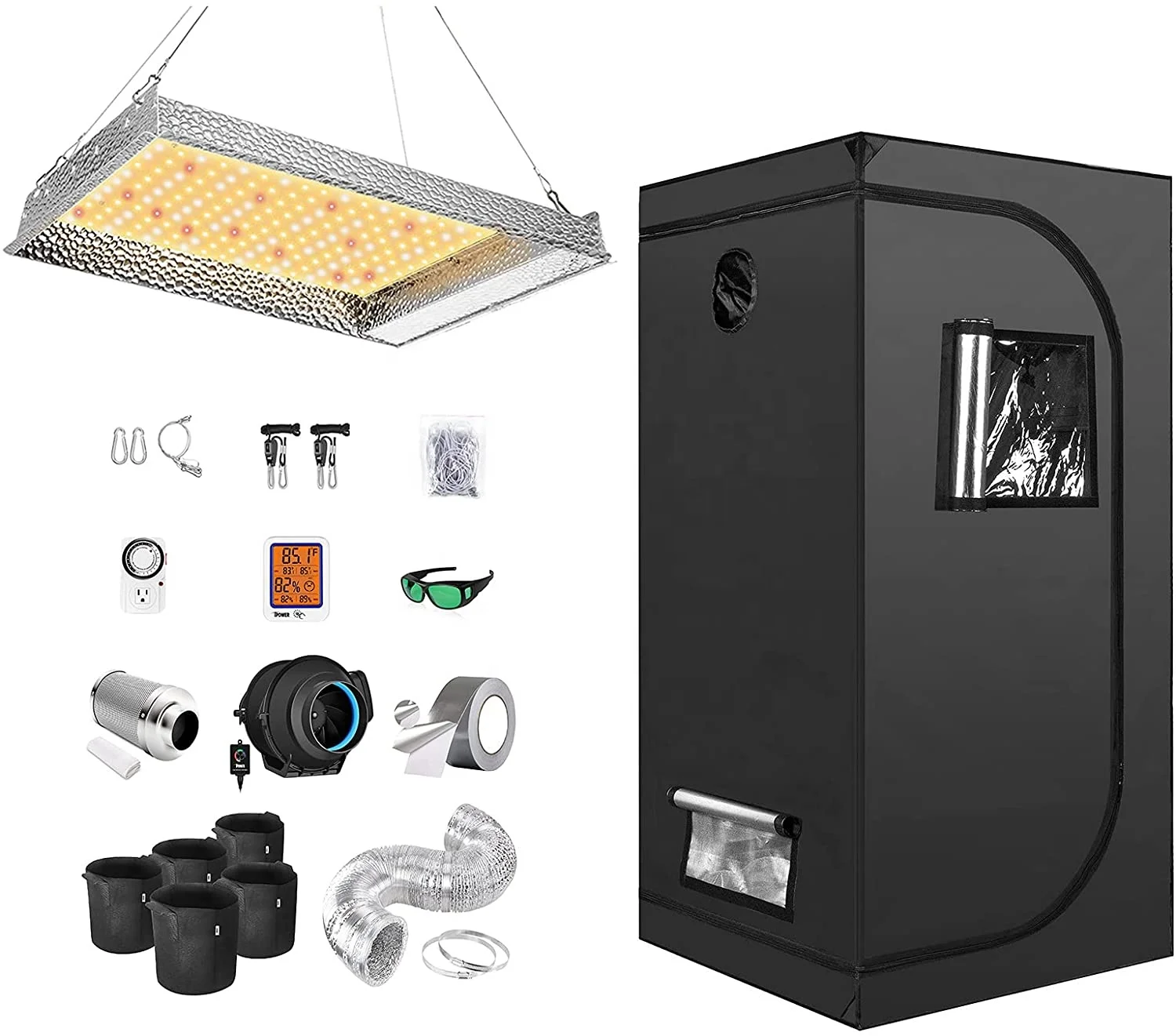 

Led new grow tent Aluminum Size 60*60*140cm 24"x24" indoor plant and vegs growing tent, Black