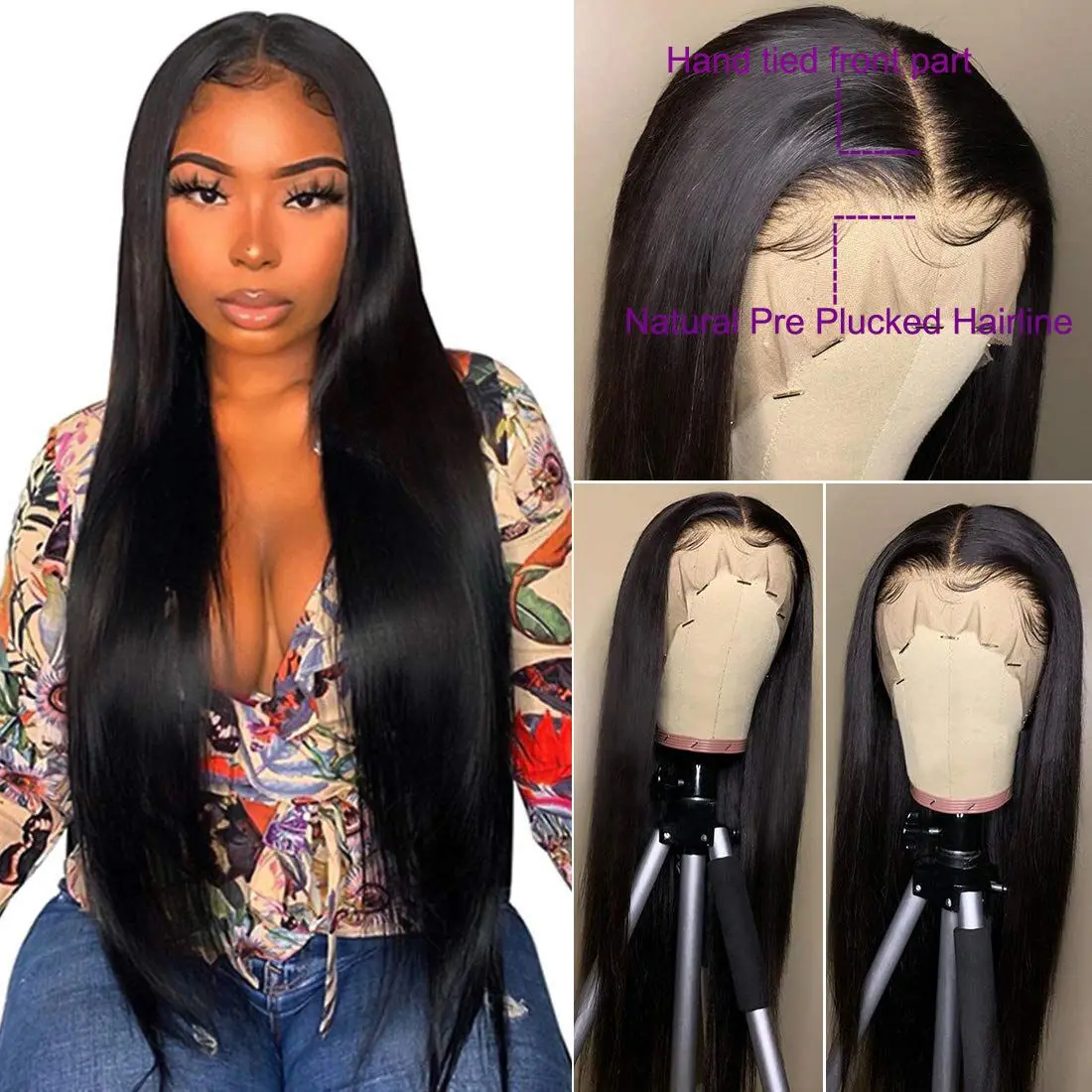 

12-30 inch 13x4 lace front human hair wigs straight hair wig black long straight wig for black women