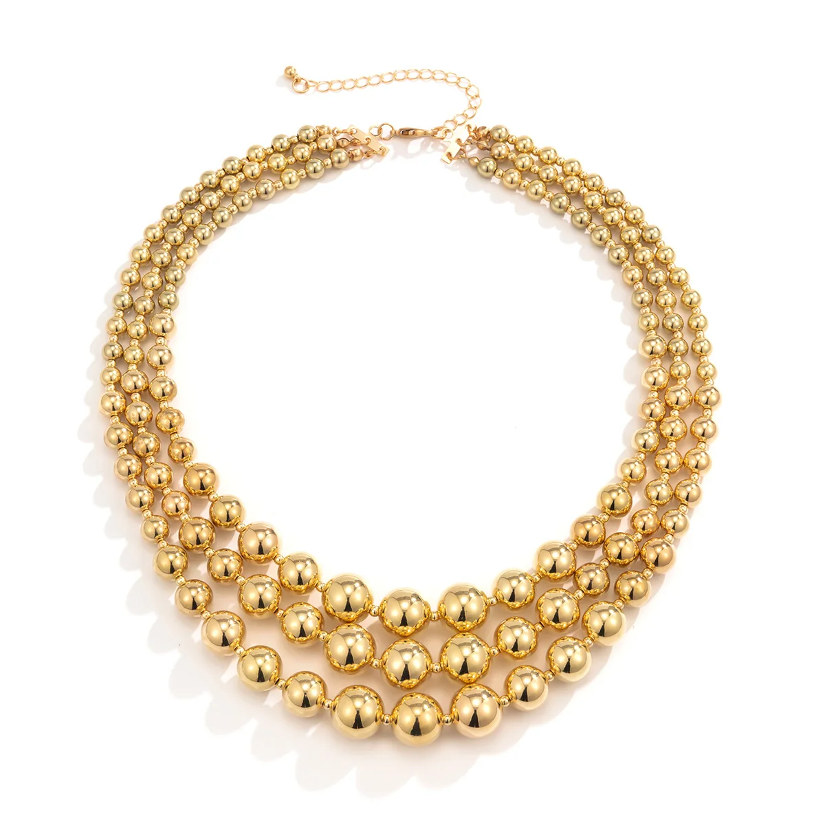 

Woying Punk Chunky Big Gold Beads Necklace for Women Vintage Layered Beaded Clavicle Collar Necklace, Gold, silver