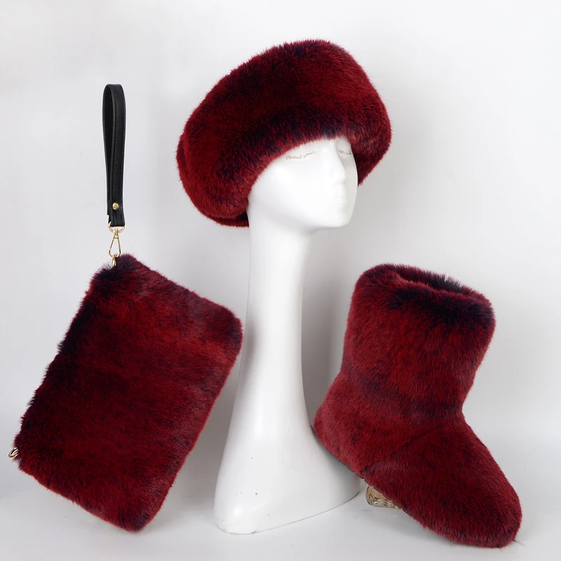 

multi color Women's fur three piece set, Mixed colors