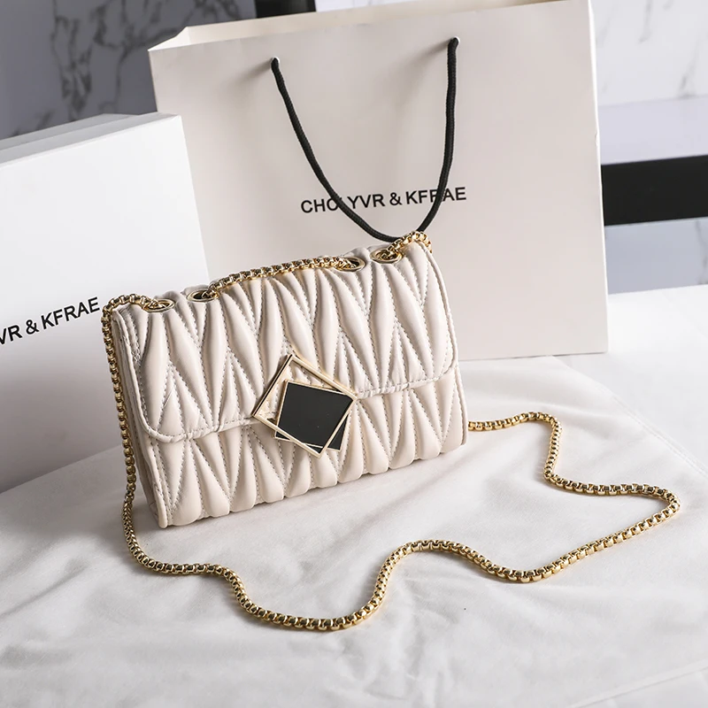 

Fashion PU Leather Mini Women Handbags Ladies Luxury Chain Crossbody bag Hot Sell Solid Color Messenger Bag, Black,white,green