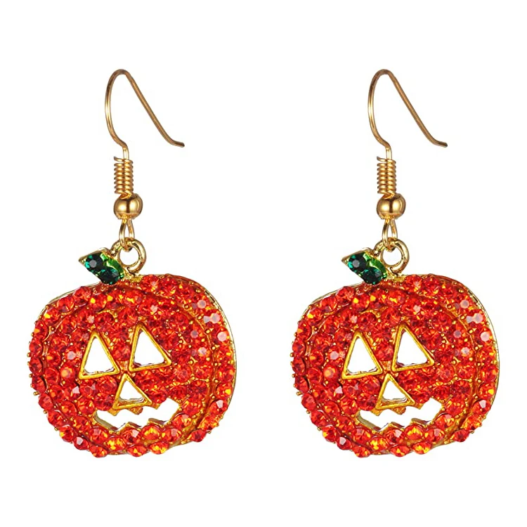 

Halloween Jewelry Pumpkin Rhinestone Earrings Halloween gift, Ancient silver,ancient gold