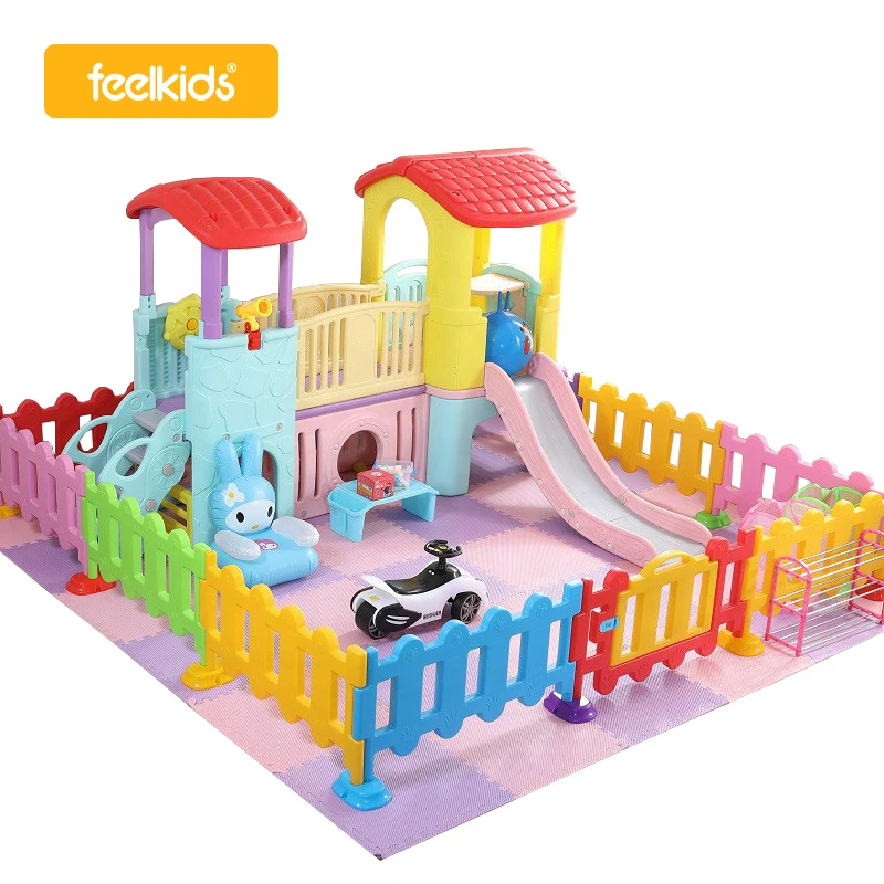 

High quality children playhouse kindergarten kids play house small plastic indoor playground equipment with slide toy, Colorful