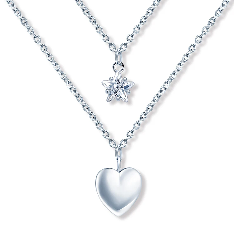 

jewelry women necklaces 925 sterling silver layer heart zircorn 2021 necklace woman