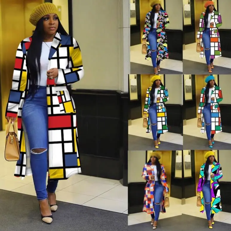 

Good Quality Trending 2021 Fall Plaid Plus Size Long Coats Jackets women coat Winter Clothes For Women