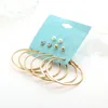 6pairs/set New Fashion Ladies Girls Rhinestone Pearl Hook Dangle Earring Stud Sets Earrings