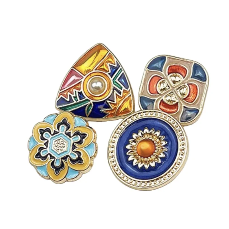 

Retro Baroque Style Irregular Metal Buttons Enamel Epoxy Painted Buttons Vintage All-match Women's Tops Coat Buttons