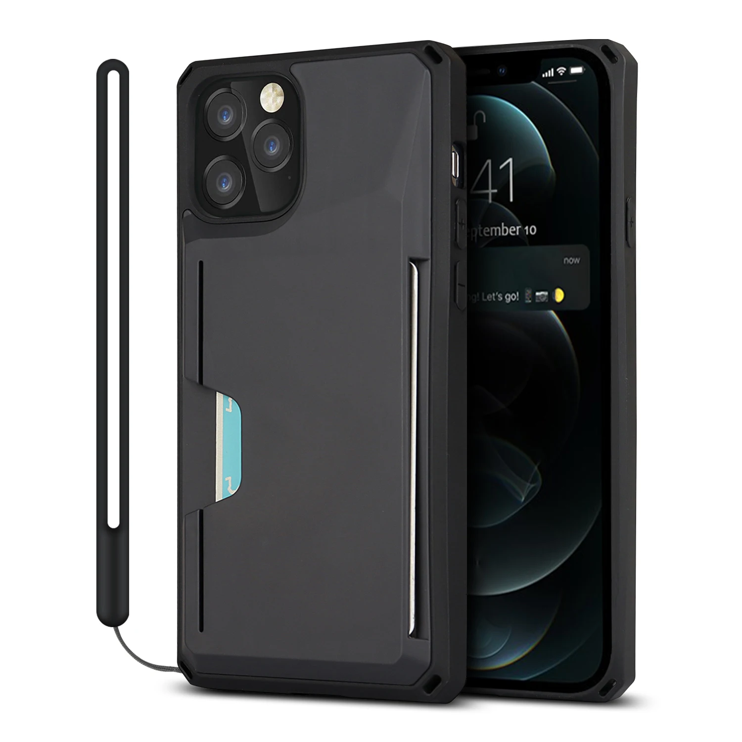 

Wholesale shockproof case for credit card on phone for Apple iPhone 12/12 Pro 3E40 hard shell phone case