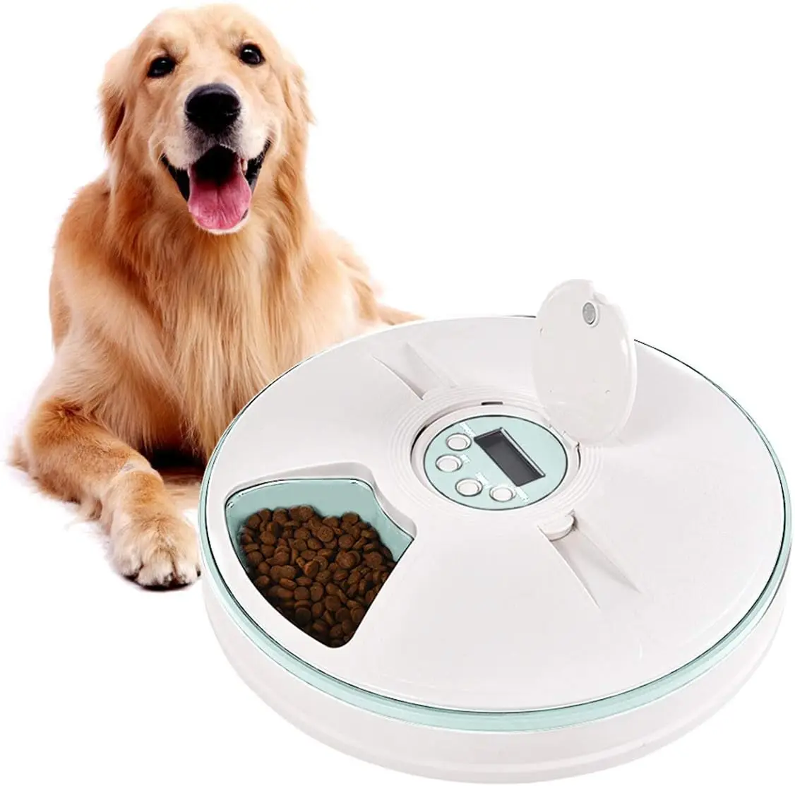 

Automatic Pet Feeder Auto Dog Food Dispenser with Programmable Timer 6-Meals Automatic Dog Feeder for Medium Large Cats Dogs