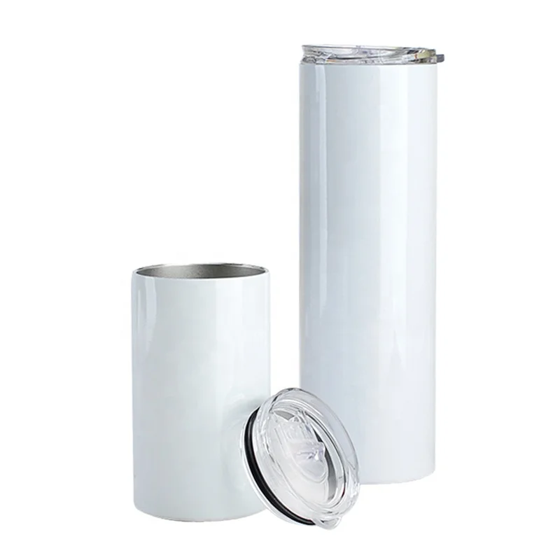 

Drop shipping sublimation 20oz tumblers Blanks Straight Skinny Tumbler Double Wall Stainless Steel Cups In Bulk, White