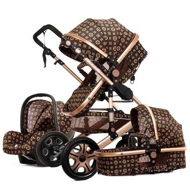 

2021 Hot Sale luxury design factory brand 3 in 1 baby stroller cart trolley high landscape folding child pram baby