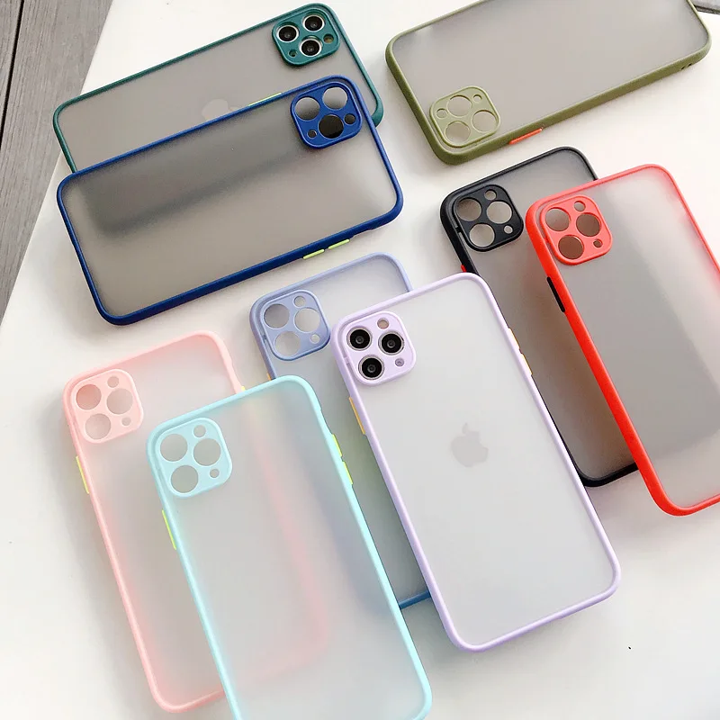 

Bumper Phone Cases For iPhone 12 Pro Max XR XS Max X Matte Translucent Shockproof Back Cover For Max Xr