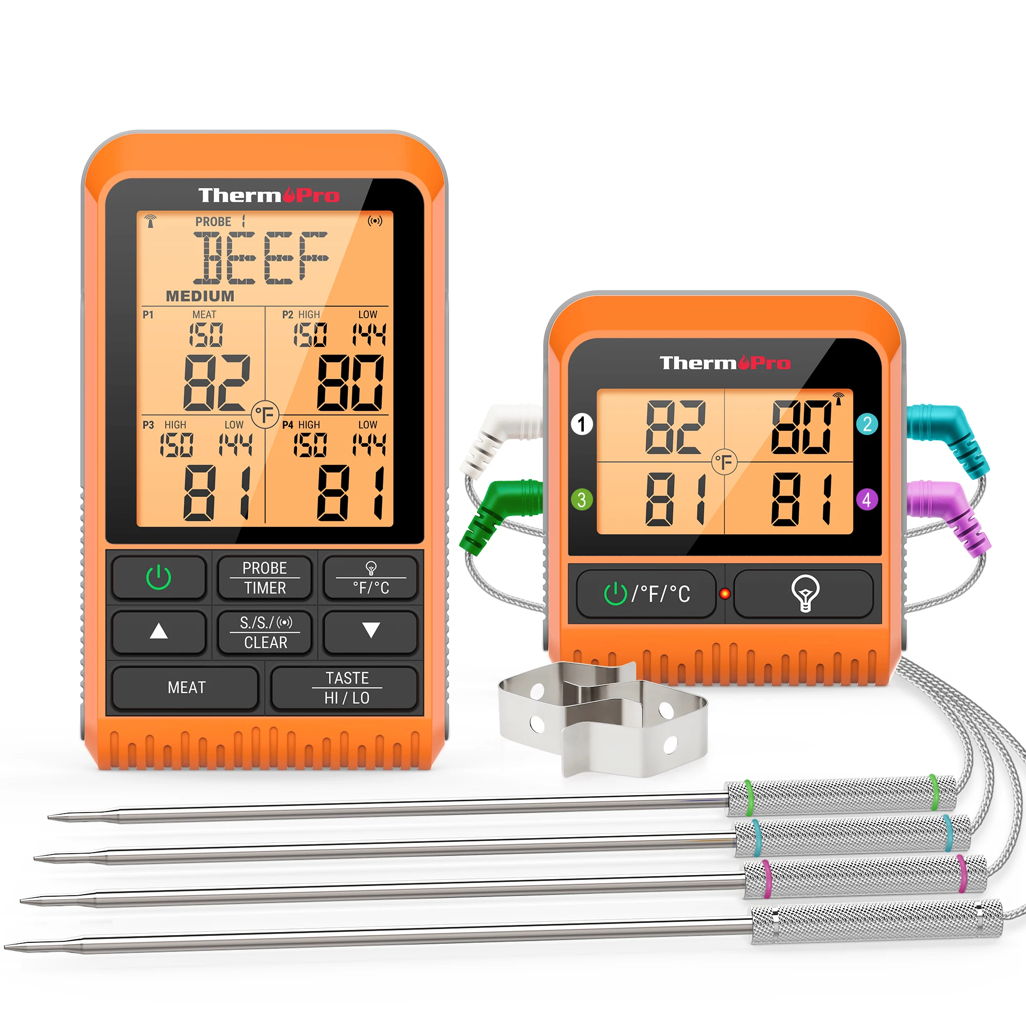 

Thermopro TP829 Digital Wireless Meat Food Thermometer with Remote, Orange