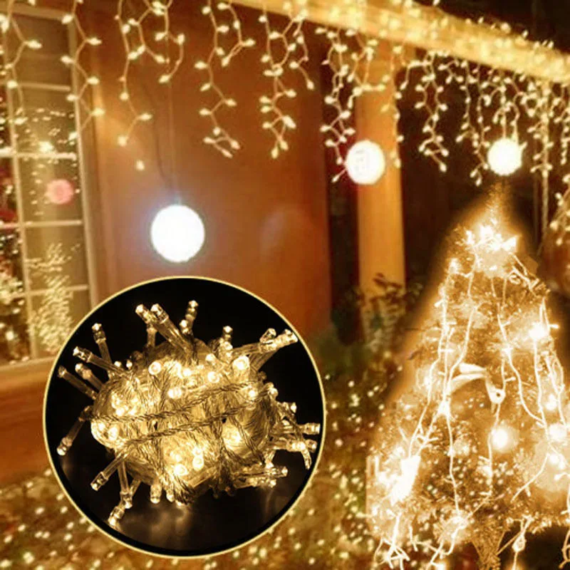 Curtain Icicle Led String Light Droop 0.4/0.5/0.6m Christmas Holiday Garlands Faiy Xmas Party Garden Stage Decorative Lights