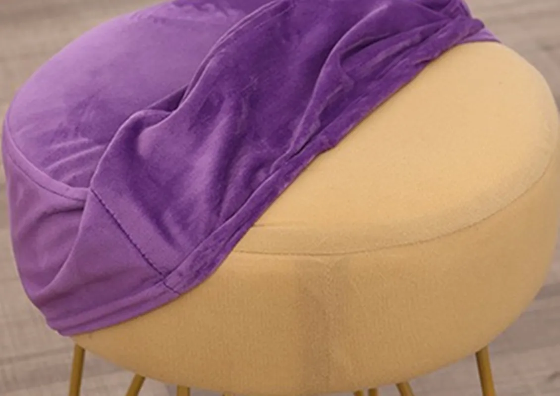 Modern Round Velvet Upholstered Ottoman Stool With Gold Base Buy