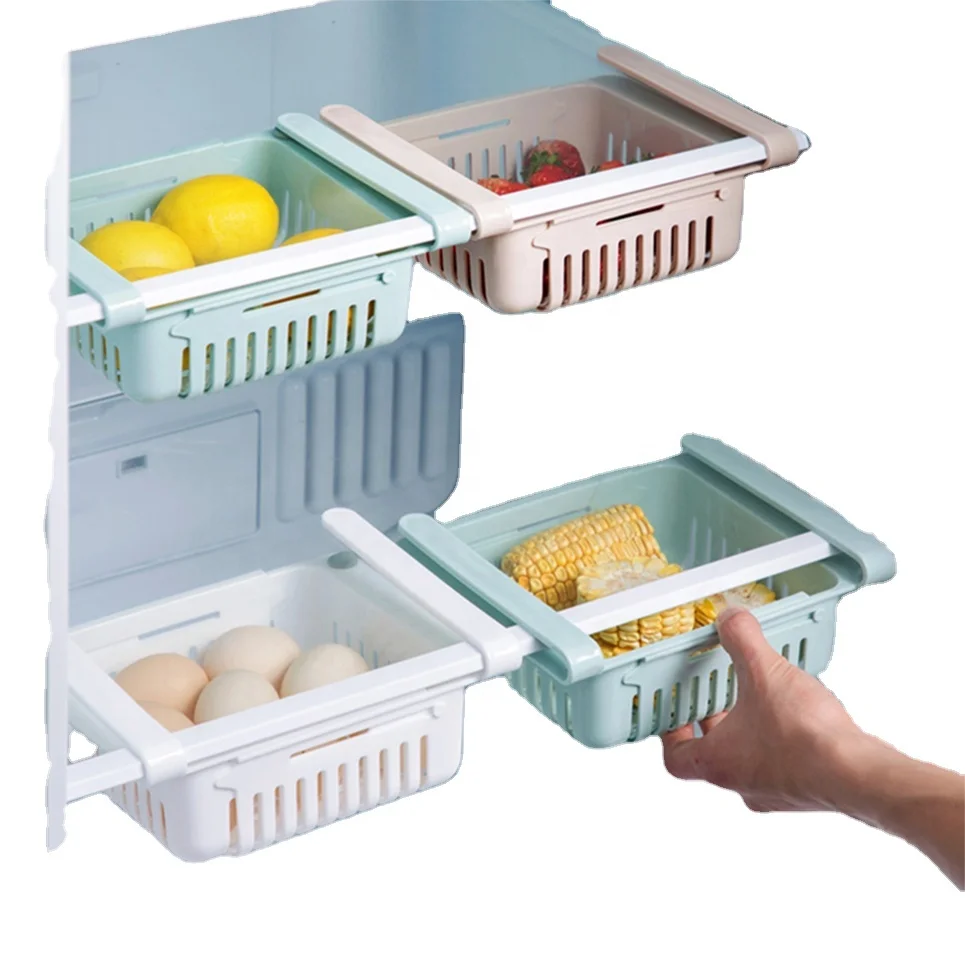 

ODM/OEM Refrigerator storage rack Retractable drawer multifunctional kitchen layering fresh-keeping shelf layer storage rack, Customized